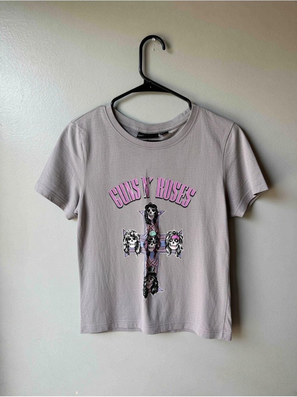 Guns N’ Roses Women’s Graphic Band T-Shirt Gray Pink Size 14/16